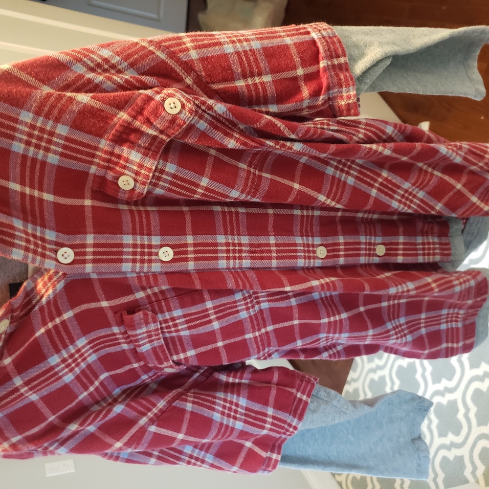 Red Plaid Button-Up Shirt
